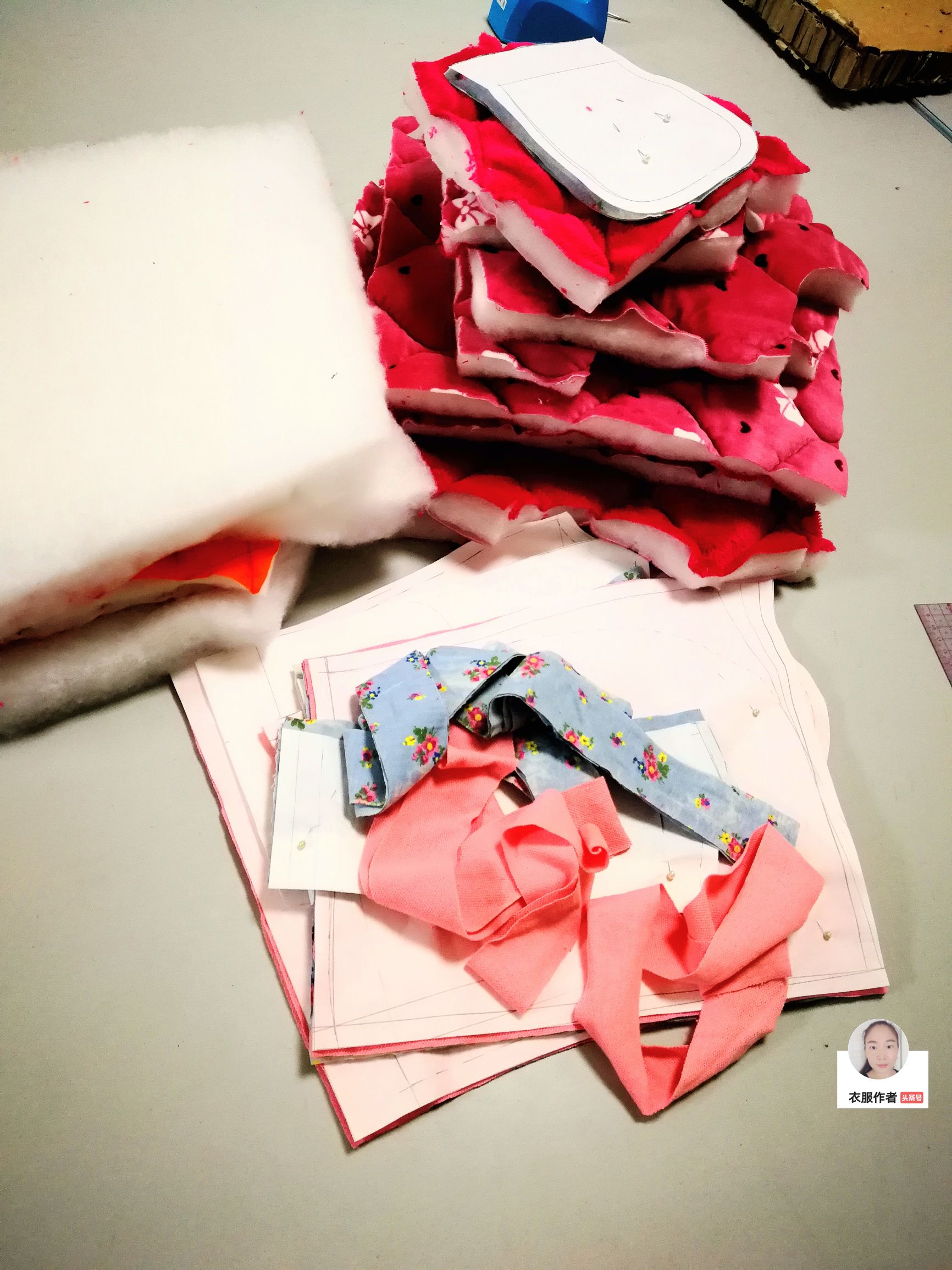 宝宝棉衣半成品裁片,三个宝宝连体棉衣裁剪教程完全版