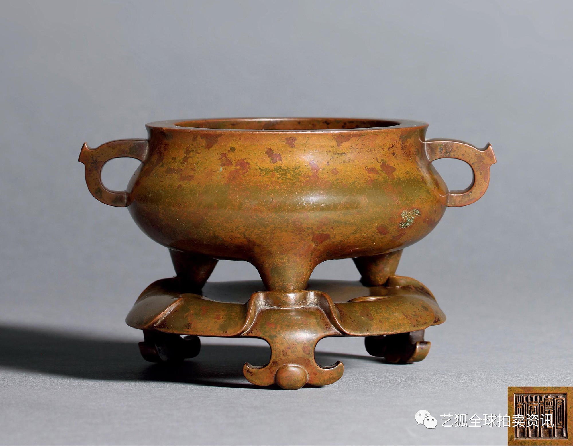 石叟镶银丝铜炉拍卖纪录,铜炉拍卖价格一览表