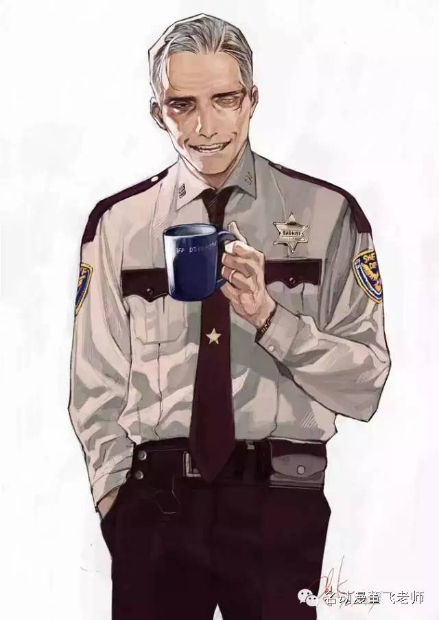 大叔风格插画,帅气大叔的日常插画