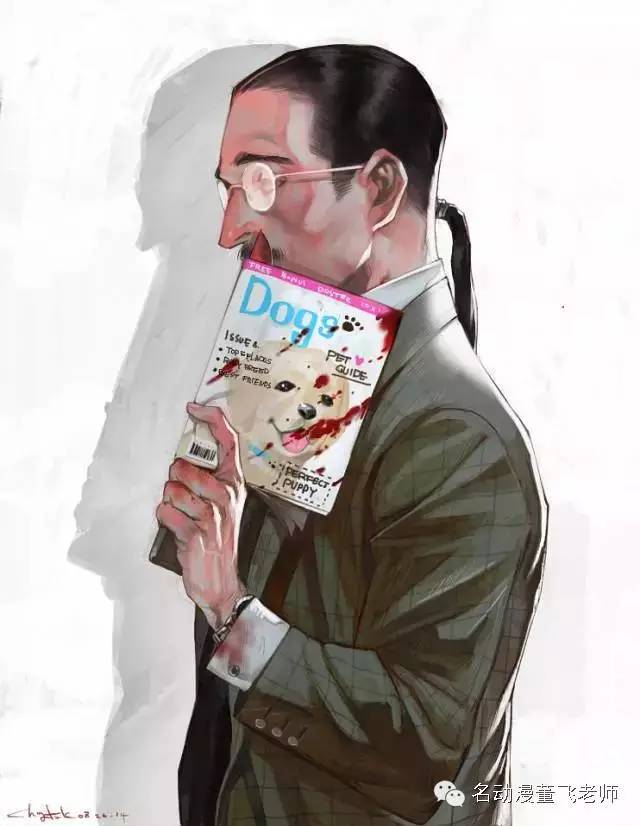 大叔风格插画,帅气大叔的日常插画