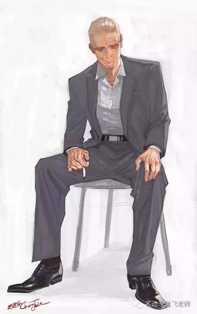 大叔风格插画,帅气大叔的日常插画