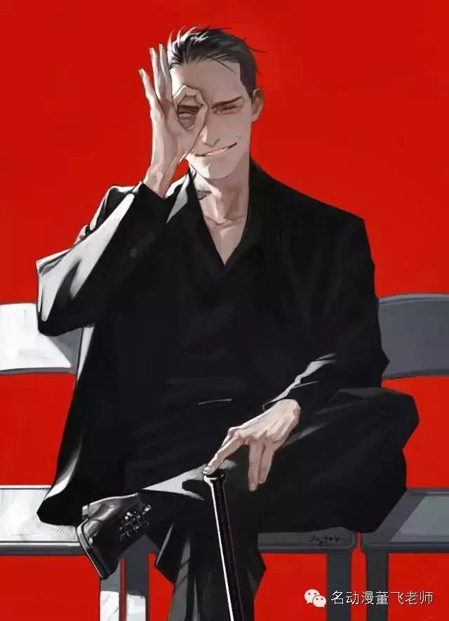 大叔风格插画,帅气大叔的日常插画