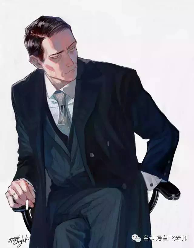 大叔风格插画,帅气大叔的日常插画