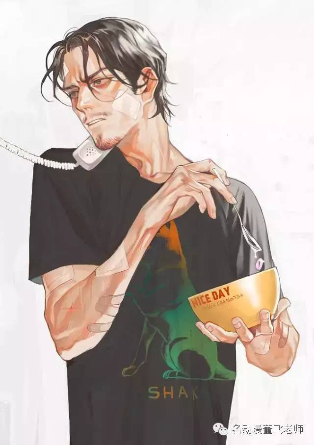 大叔风格插画,帅气大叔的日常插画