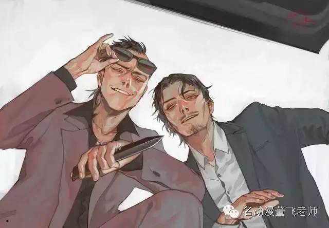 大叔风格插画,帅气大叔的日常插画