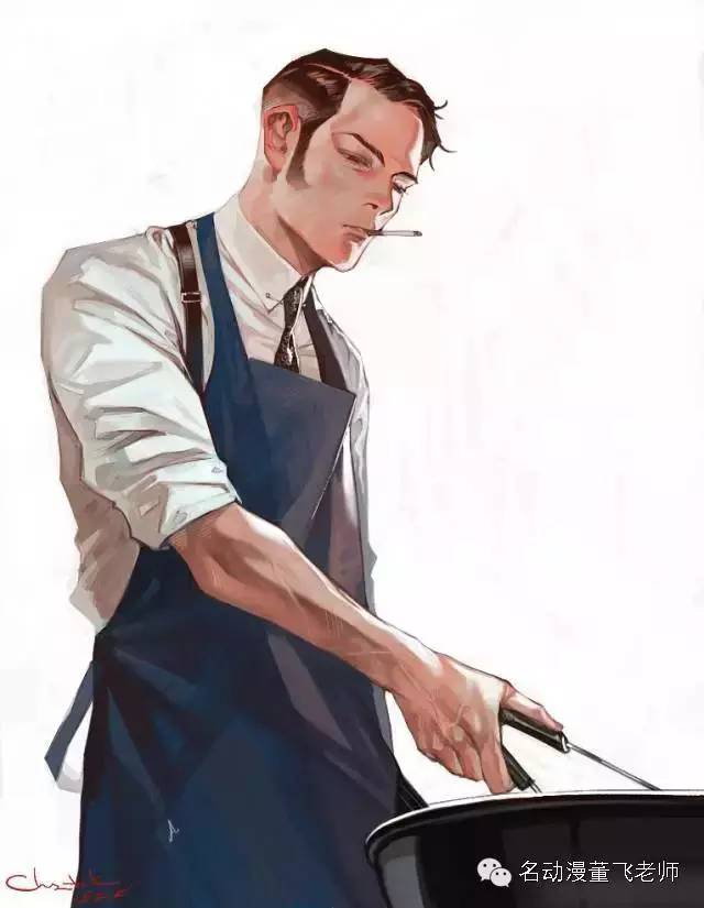 大叔风格插画,帅气大叔的日常插画