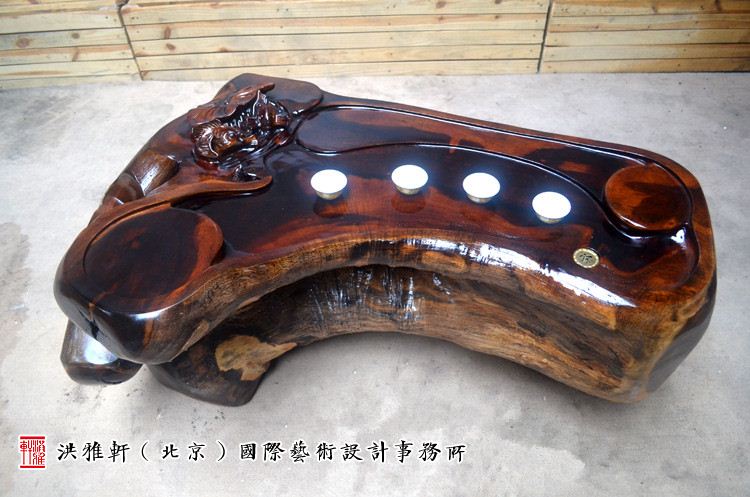 鸡翅木根雕茶台翻新完工,实木树根雕茶几