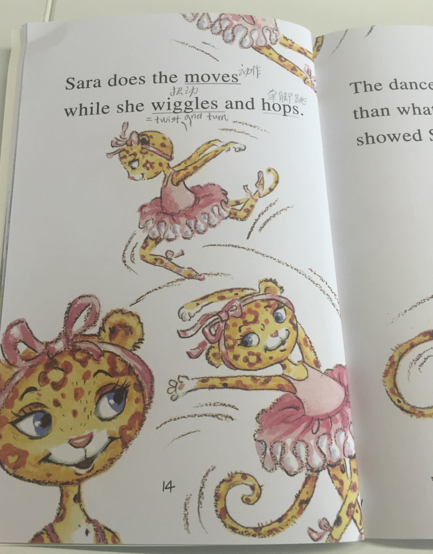 跟小猫Mia绘本学跳舞相关的英文，服装、舞蹈动作应有尽有