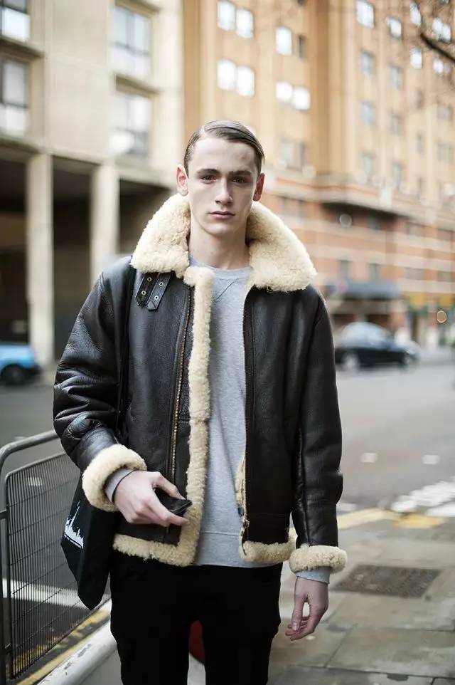 复古保暖夹克,belstaff剪羊毛飞行员夹克