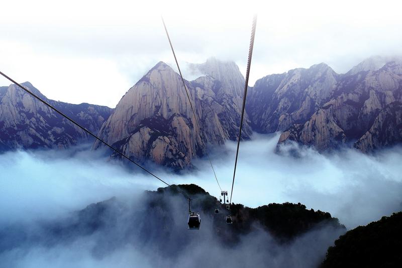 夜爬华山北上徒步西下索道攻略,超长十二小时华山西峰大索道