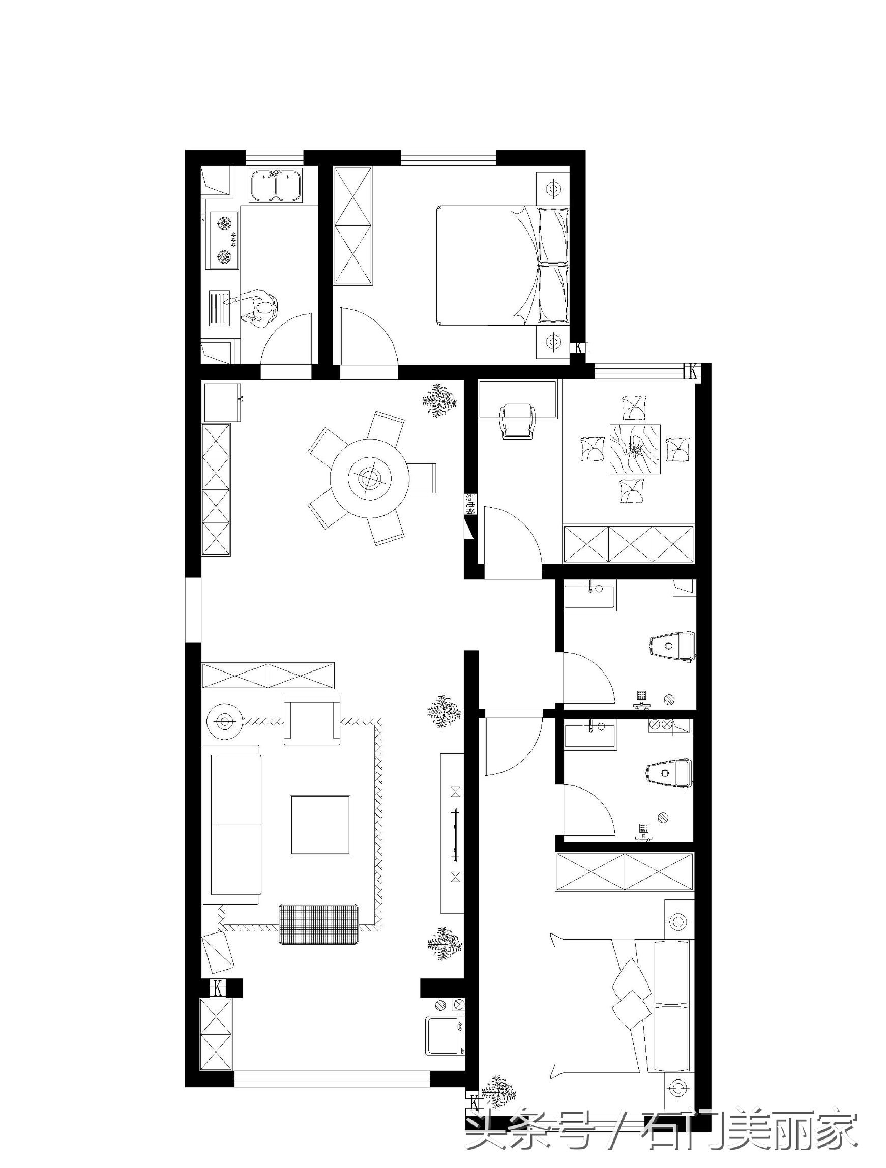 石家庄中基碧域135平米三室两厅两卫一厨简欧风格浪漫雅居