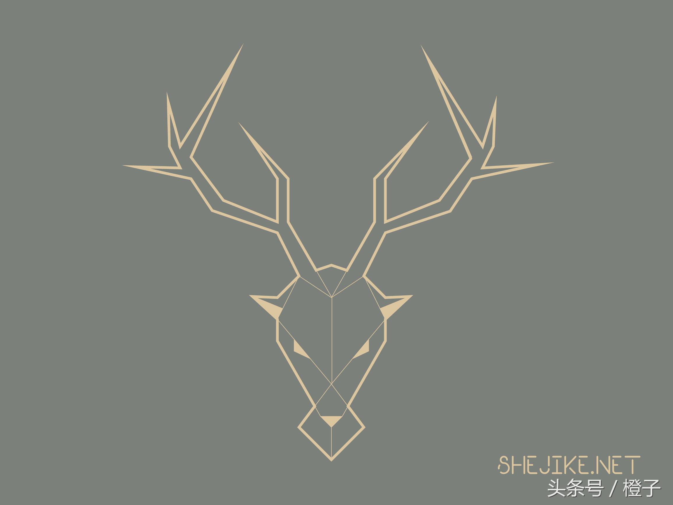 ps山水logo设计有山有水有鹿,极简风格的鹿logo