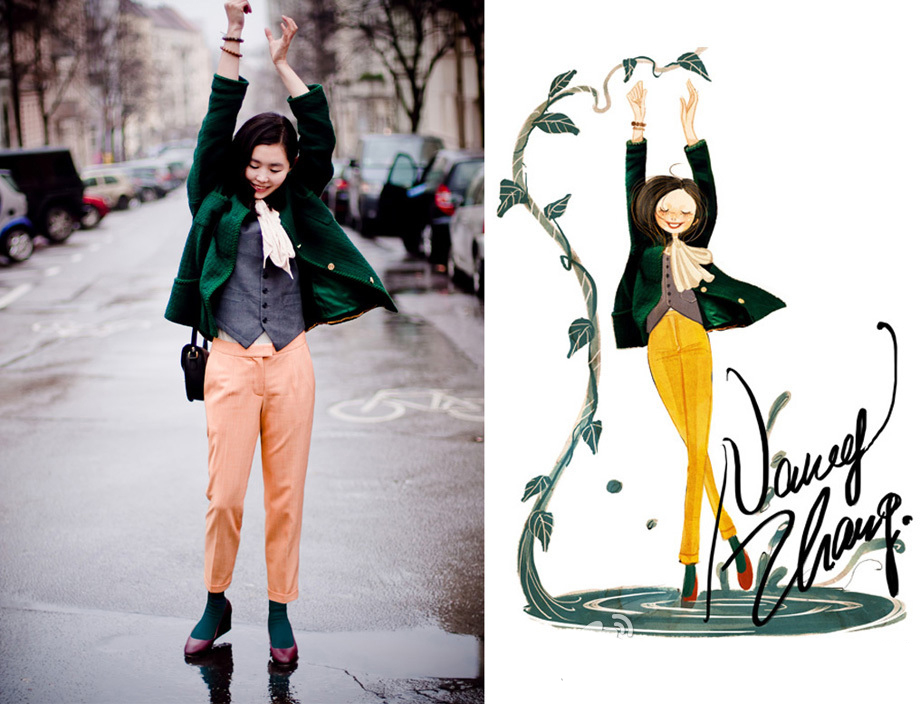 妹妹给自己画插画,把自己和女朋友的日常画成插画