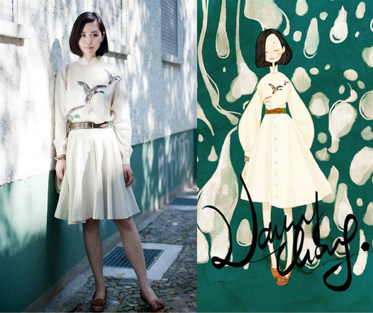 妹妹给自己画插画,把自己和女朋友的日常画成插画