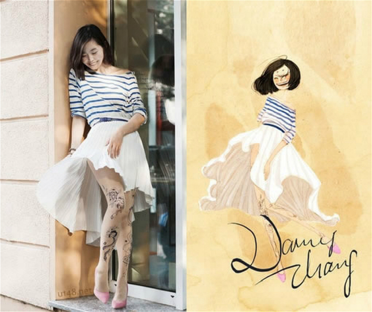 妹妹给自己画插画,把自己和女朋友的日常画成插画