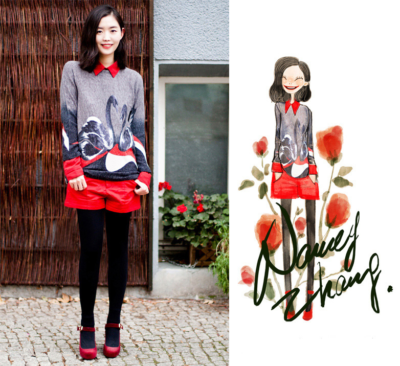 妹妹给自己画插画,把自己和女朋友的日常画成插画