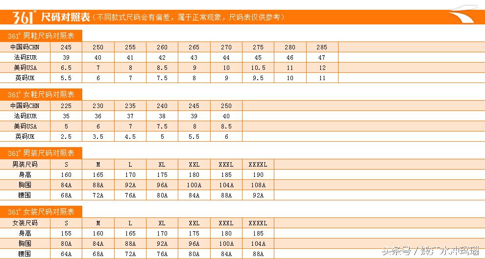 新百伦男女鞋尺码对照表,安踏儿童鞋尺码最新对照表