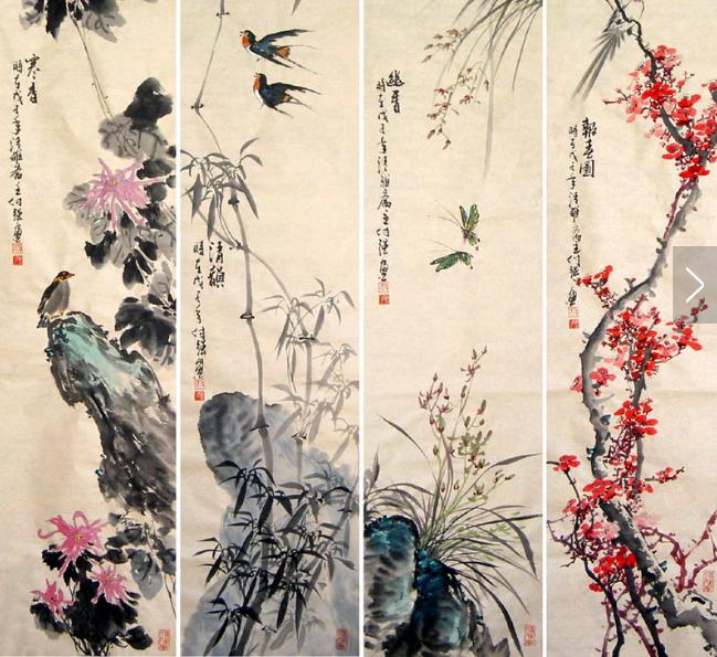 红木雕刻梅兰竹菊四君子图片,梅兰竹菊四君子摆件简称