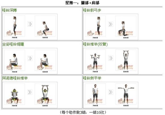 哑铃凳和哑铃健身计划,哑铃居家健身一周计划