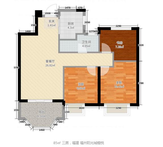 日照城檀悦83平效果图,日照城檀悦复式设计方案