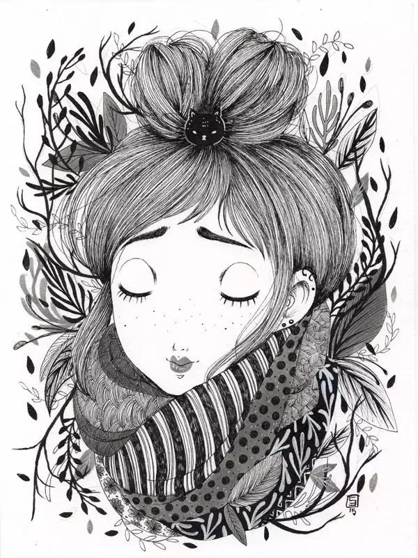 插画魔卡少女樱,插画少女和猫图片