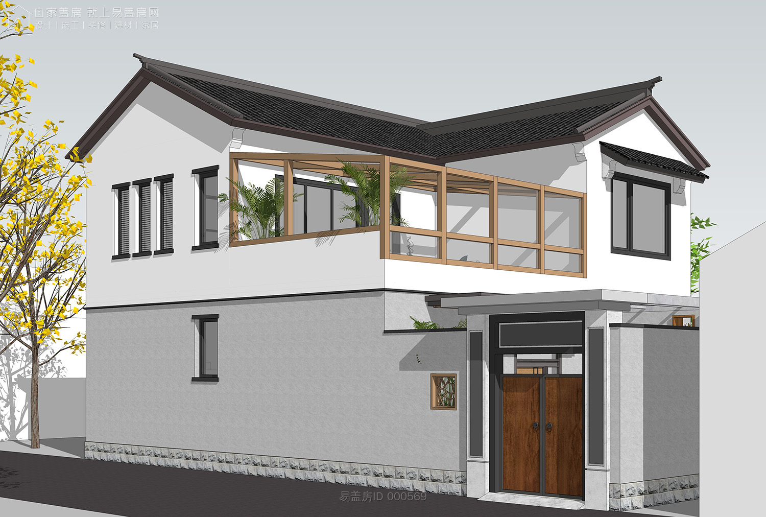 二层农村别墅带日照房现代简约,农村二层带日照房别墅效果图