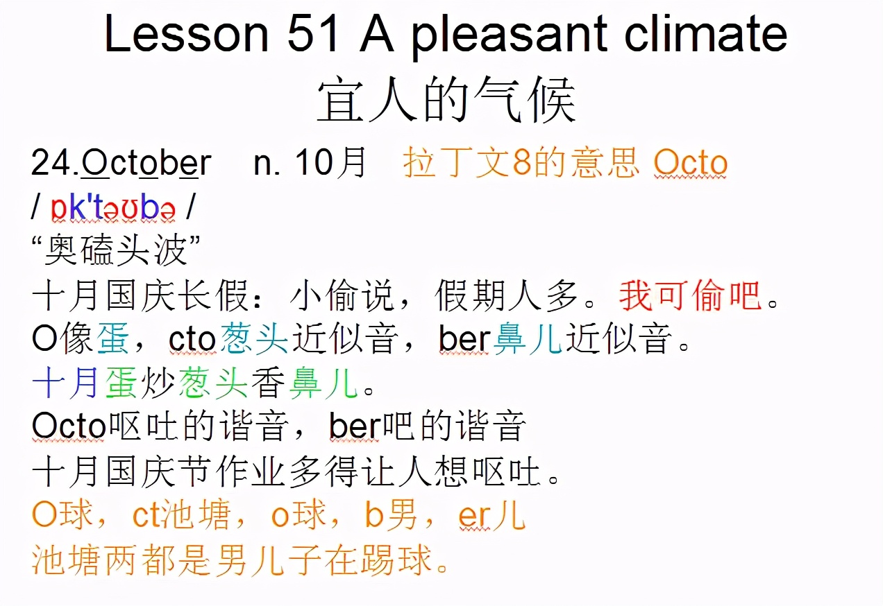 新概念英语第一册，音标课件自学整理Lesson51Apleasantclimate