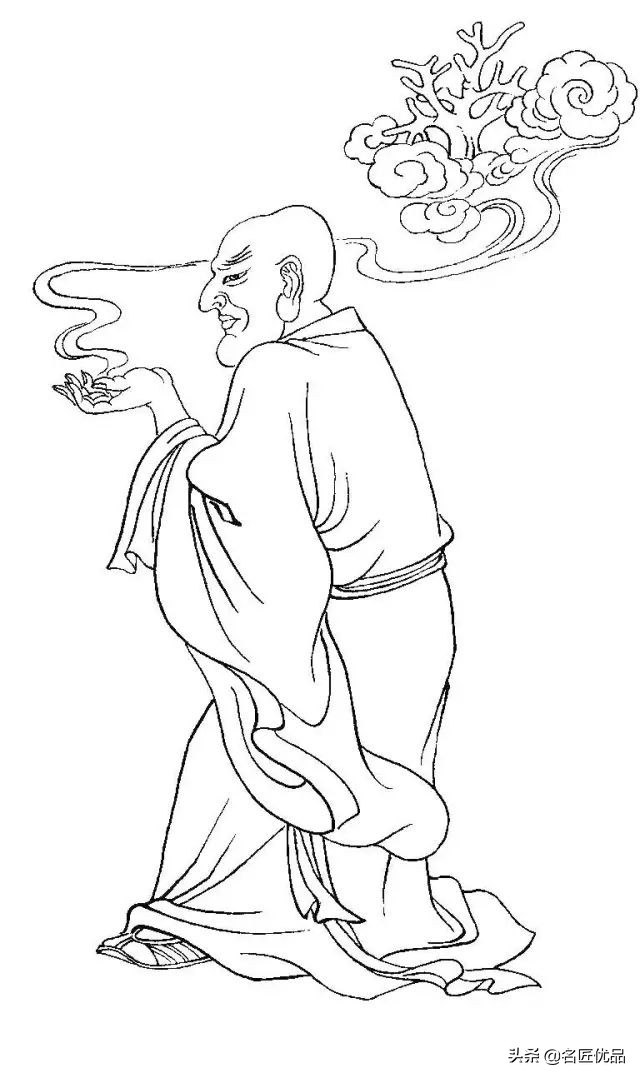 降龙罗汉白描图高清图片,降龙伏虎罗汉图白描