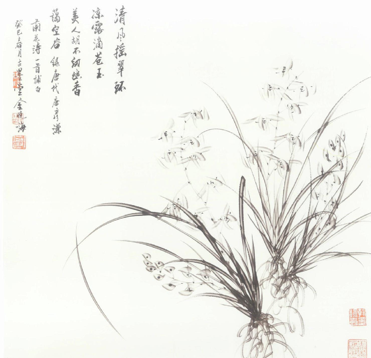 金晓海兰竹国画技法现场教学（附视频）