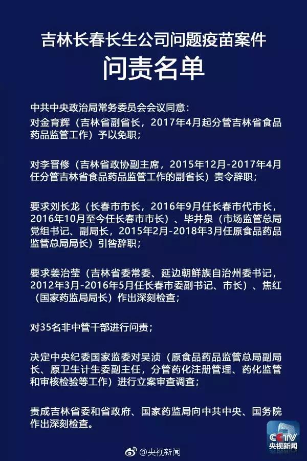 疫苗检查人员被撤职,疫苗事件责任人问责