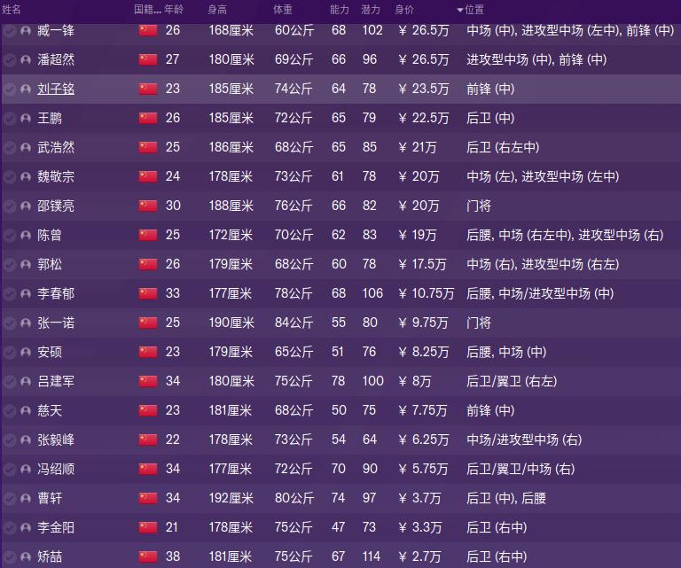 石家庄永昌主力球员,fm2022球员潜力值怎么看
