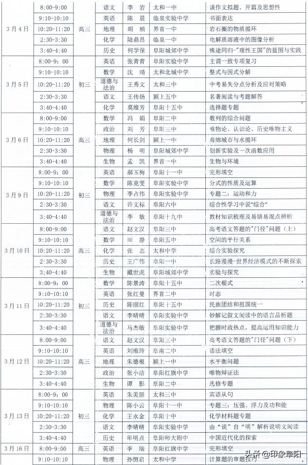 阜阳教育频道空中直播课程表,家长朋友们开学啦大家准备好了吗