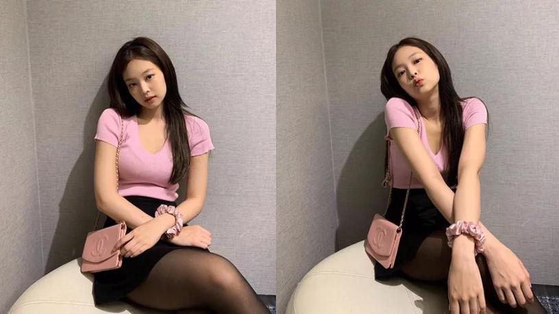 jennie小香风蝴蝶结,jennie同款紫色小香风搭配