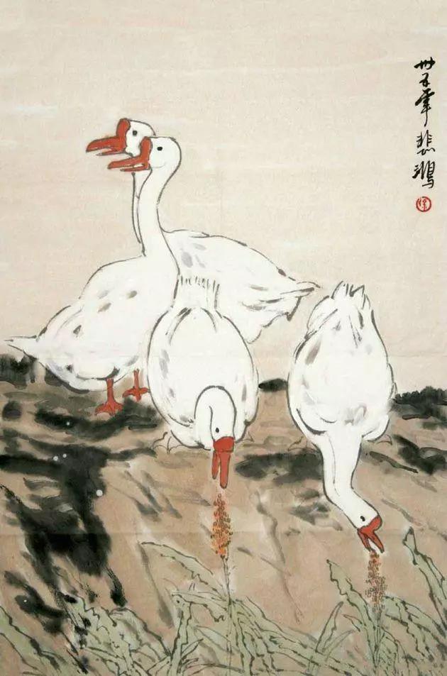 国画名家画鹅欣赏,国画大师画鹅视频