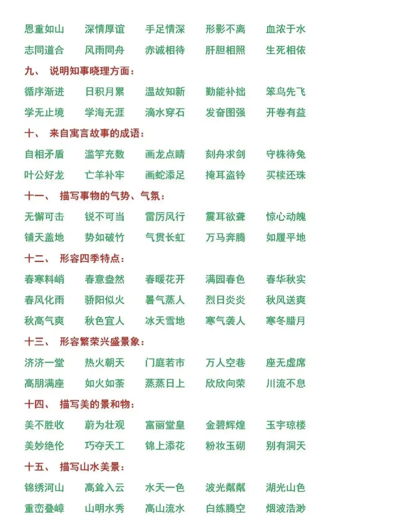 小升初语文学习1-6年级成语总结,小学语文成语知识点总结大全详解