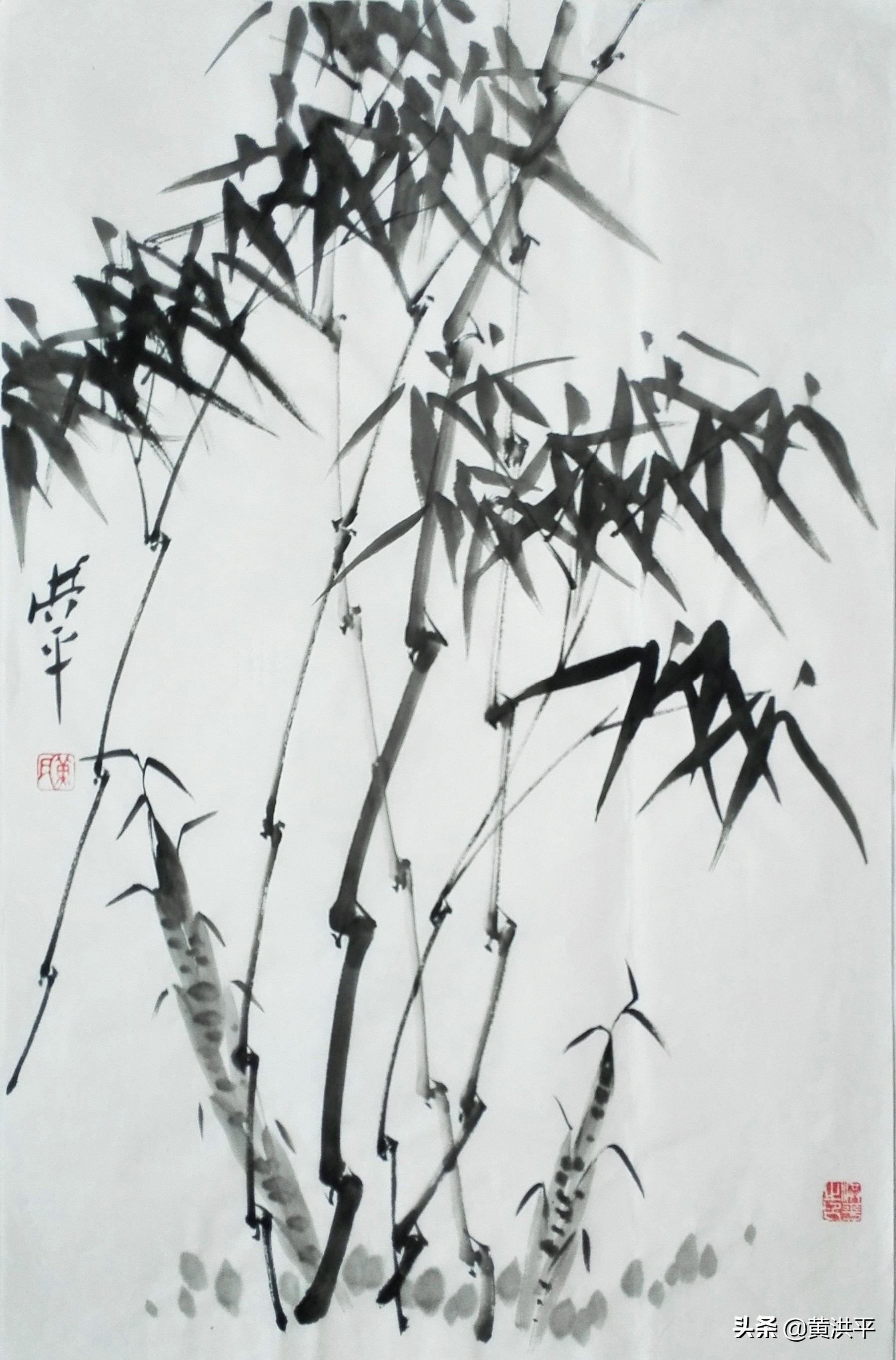 墨竹写意国画大全,写意墨竹的画法图片