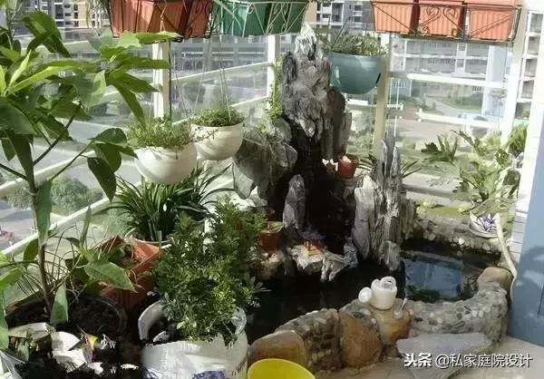 一米宽的阳台怎么设计鱼池假山,上海阳台流水假山鱼池景观设计