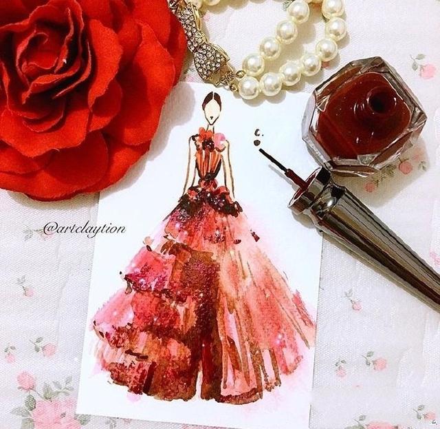 服装设计礼服素描手稿,著名设计师服装设计手稿