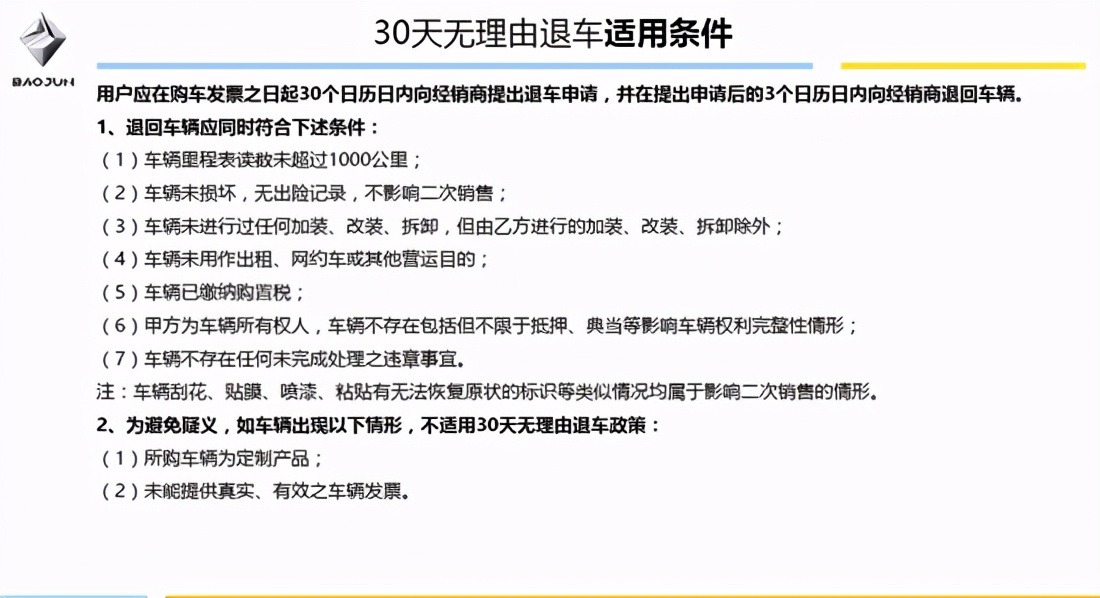 线上的“7天无理由退货”到线下的“30天无理由退车”