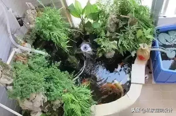 一米宽的阳台怎么设计鱼池假山,上海阳台流水假山鱼池景观设计