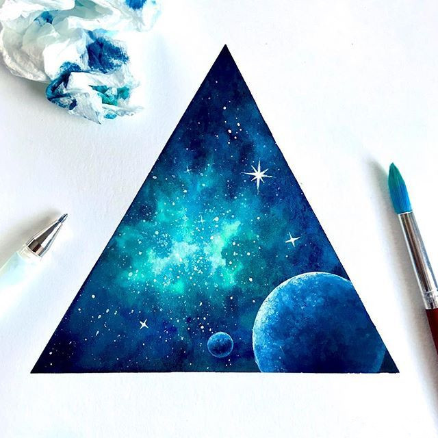 水彩创意星空插画，用画笔描绘出美轮美奂的天空！
