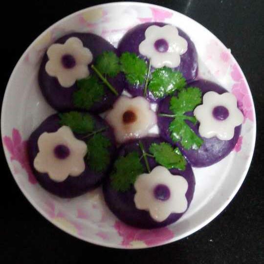 花朵紫薯糕,花朵薯饼