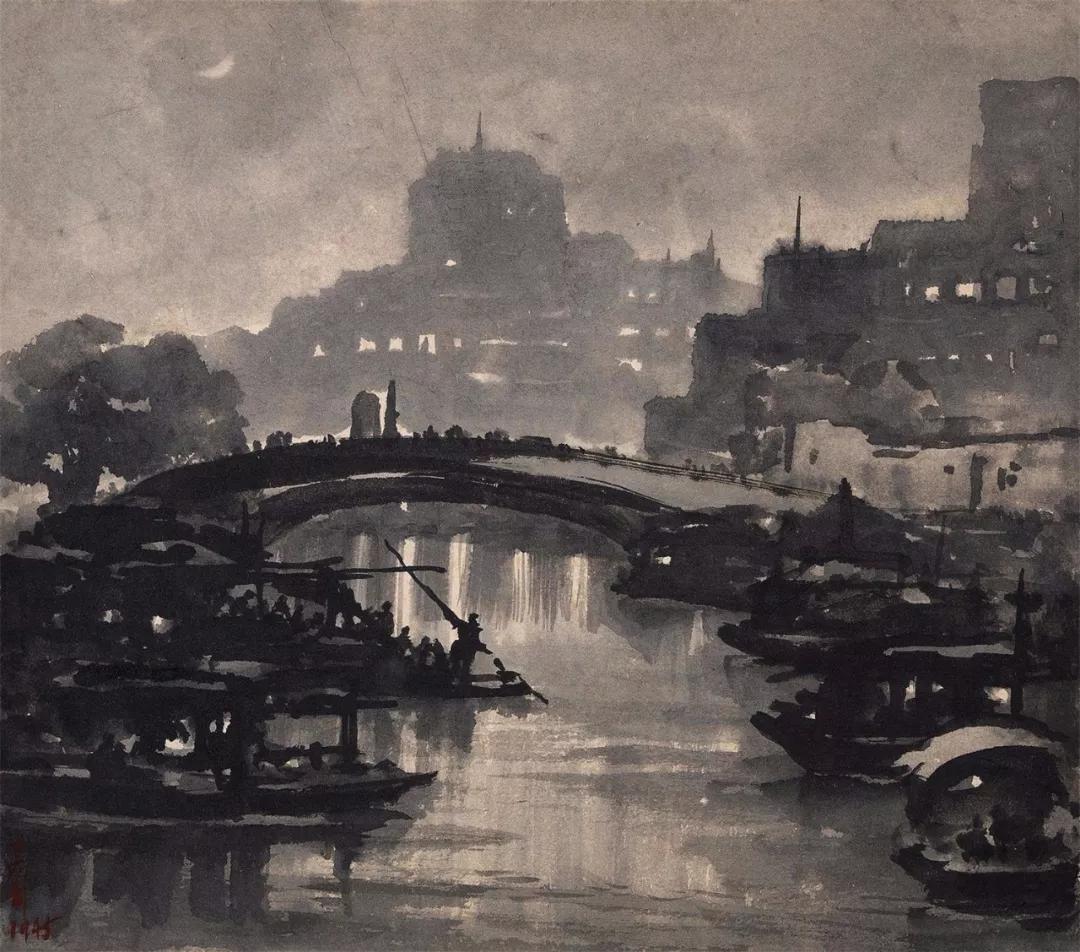 水墨画夜景欣赏,画夜景最好的中国画