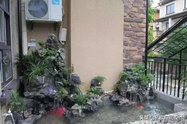 一米宽的阳台怎么设计鱼池假山,上海阳台流水假山鱼池景观设计