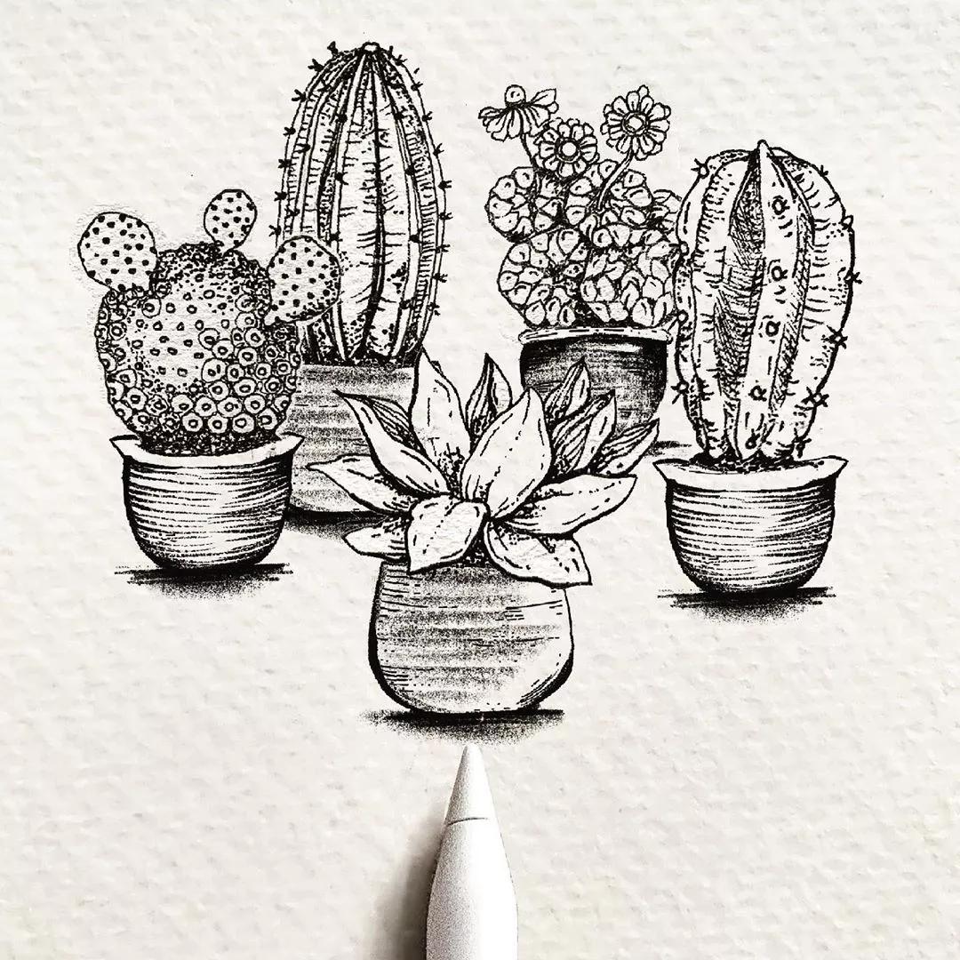一看就懂的针管简笔画,针管笔入门手绘1000例临摹图