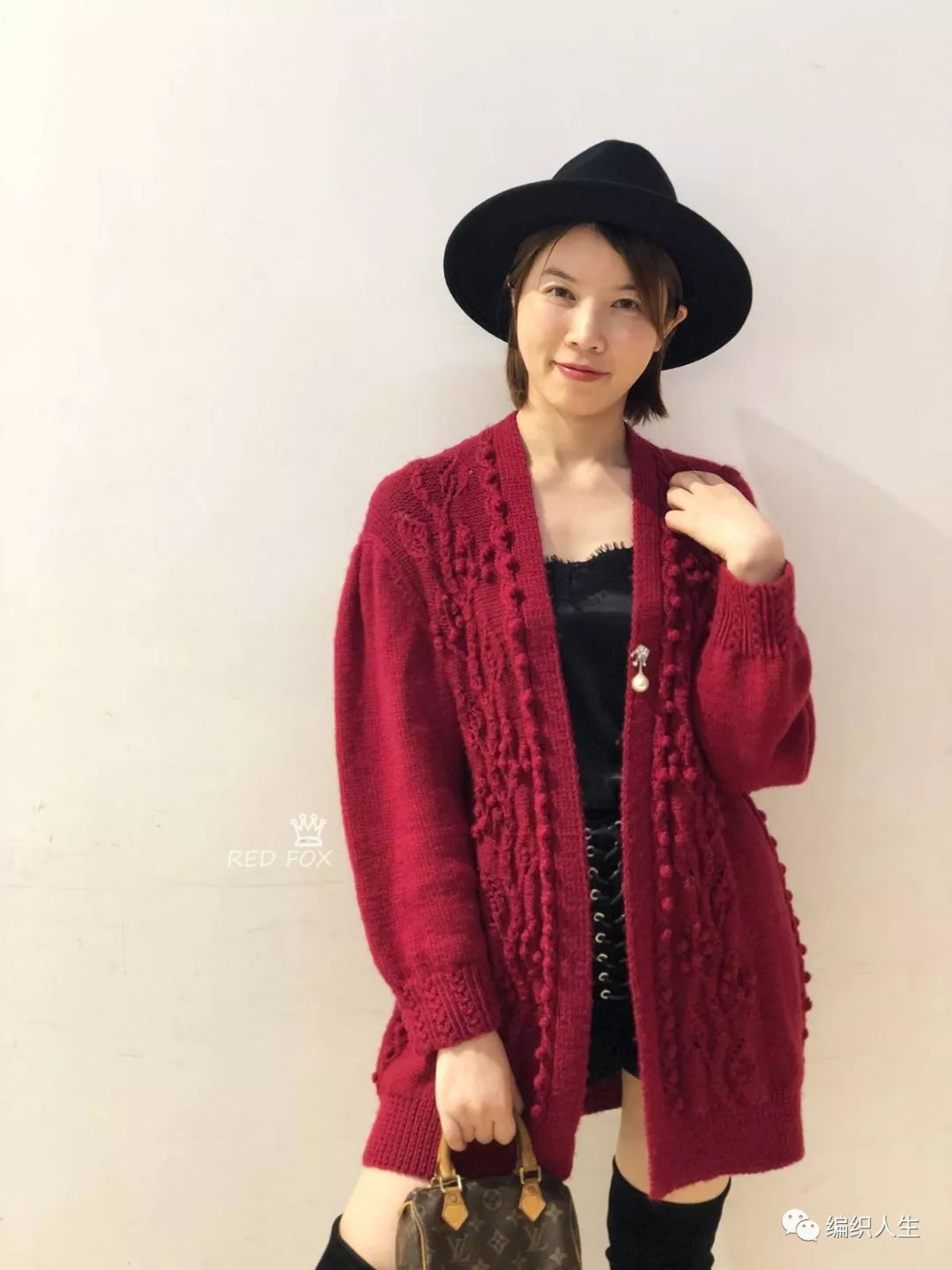 泡泡袖落肩开衫针织衫,樱桃泡泡袖针织开衫