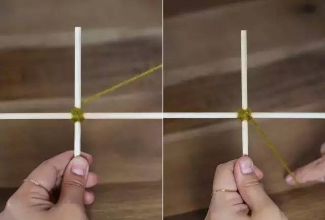 她用牙签搭了个十字，缠上几根毛线，竟也能够美成这样