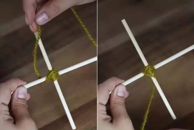 她用牙签搭了个十字，缠上几根毛线，竟也能够美成这样