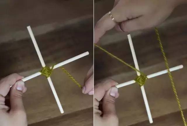 她用牙签搭了个十字，缠上几根毛线，竟也能够美成这样