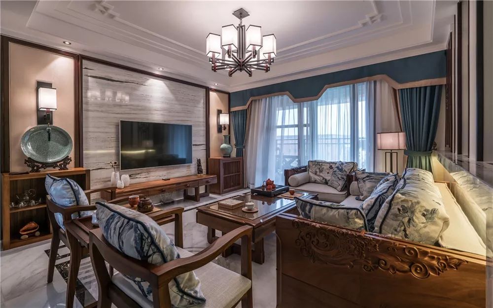 140平跃层新中式装修全景图,翰林名府140平米新中式装修